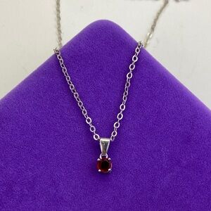 💛 Silver Effy Red CZ Gem Pendant Necklace | Minimal Classic Design
